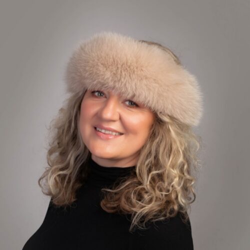 Kožušinová čelenka – polárna líška, béžová