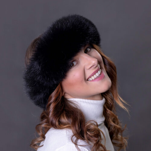 celenka-polarna-liska-farbena-2.jpg Kožušinová čelenka – polárna líška, čierna