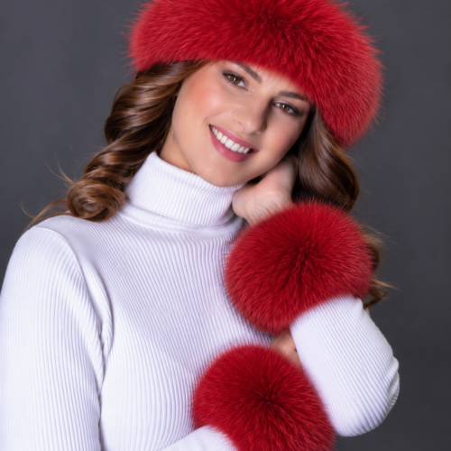 kožušinová manžeta polárna líška červená